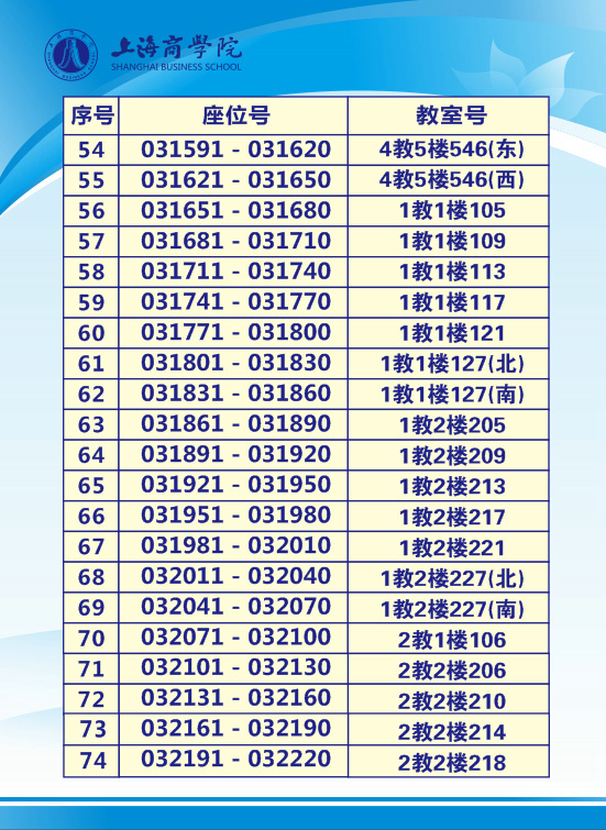  上海商学院2021年第78次自学考试考场安排图4